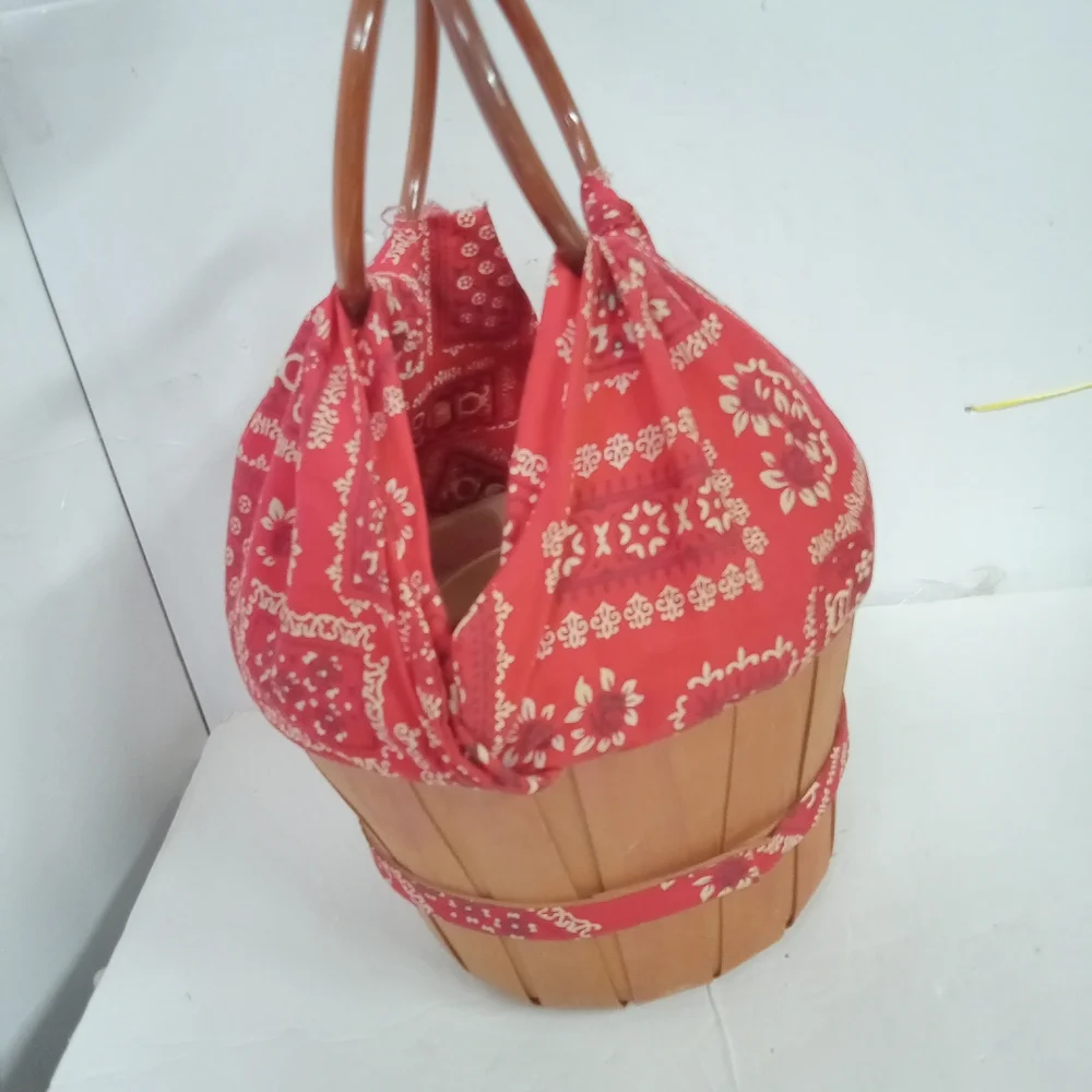 Vintage Sewing Basket  Bandana wrapped Top JC Penny  with Spols of Treads